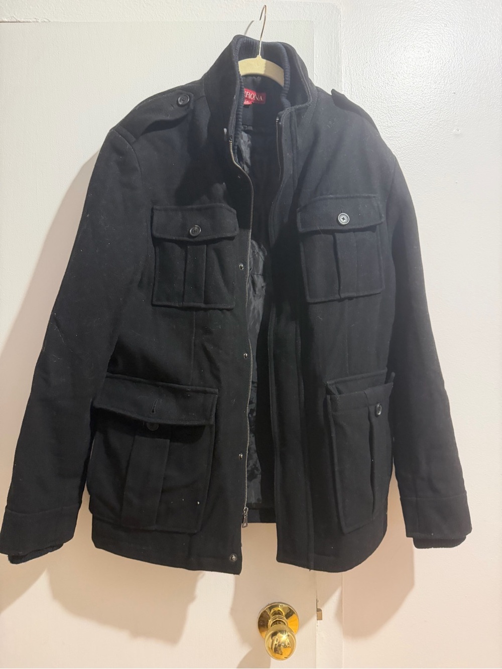 Merona Black Men's Pea Coat with Utility Pockets
